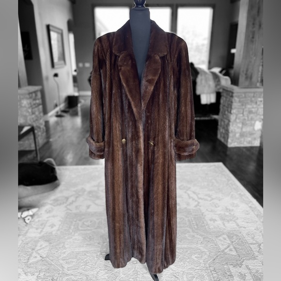 2XL + Mahogany Mink Fur Coat Real Fur Genuine Fur Unisex XXL Sable - Picture 1 of 15